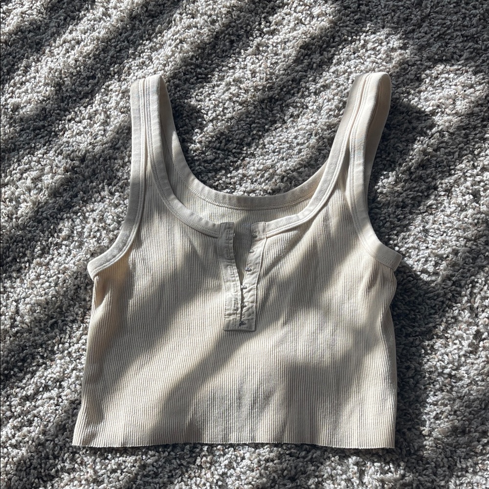 Aerie Beige Ribbed Tank